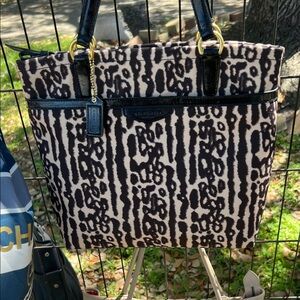 Coach Signature Leopard Tote